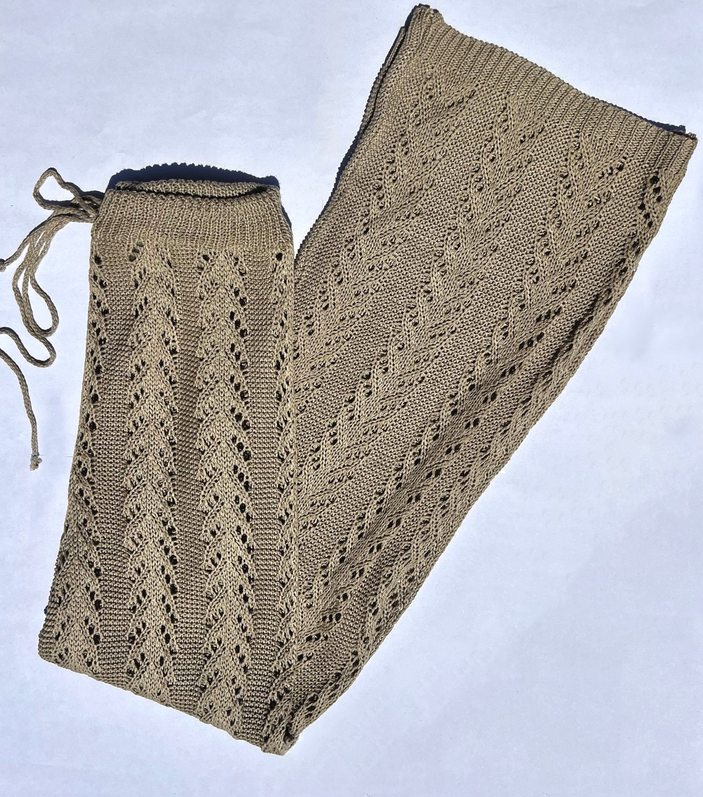 Pantaloni crochet beige